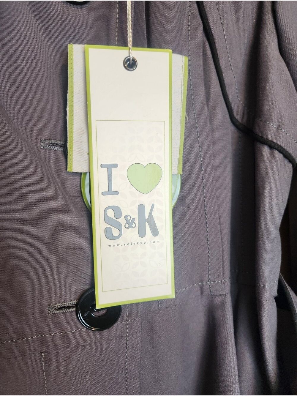 NWT SOIA & KYO I LOVE S&K GRAY BELTED TRENCH RAINCOAT FIT & FLARE SMALL - Picture 9 of 16